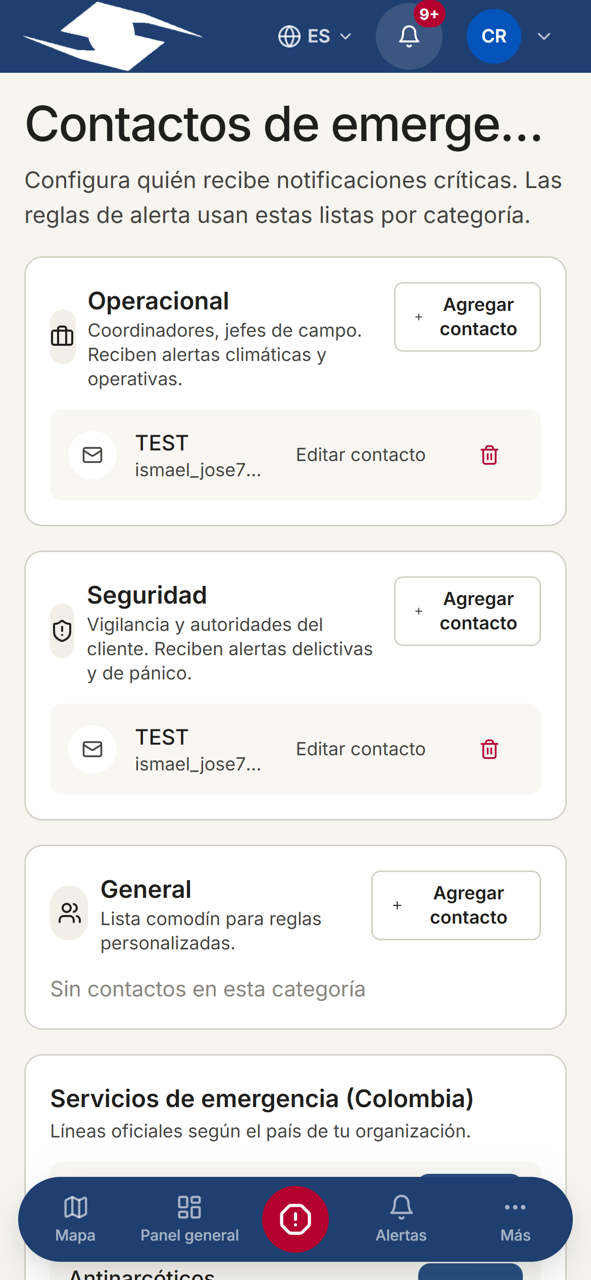 Emergency contacts