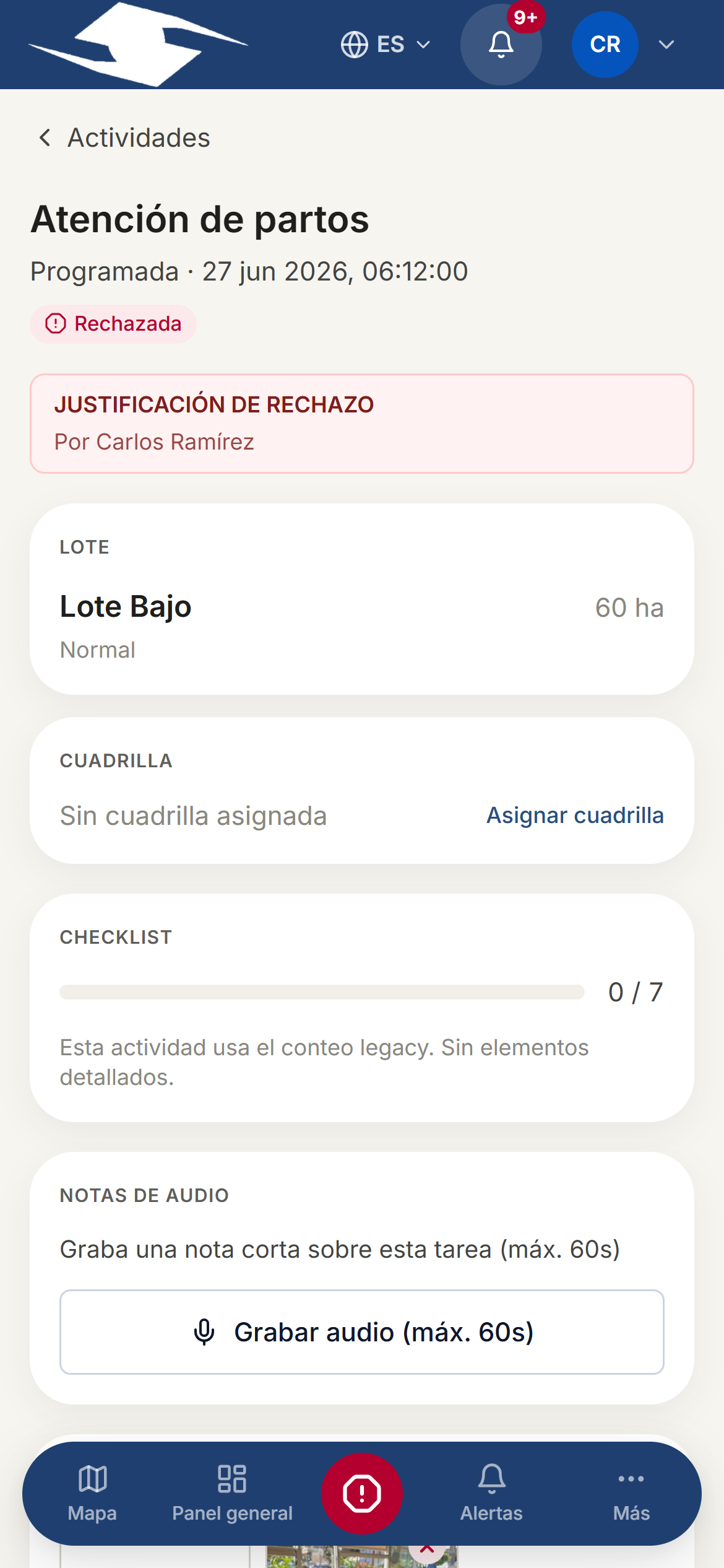 A task's detail