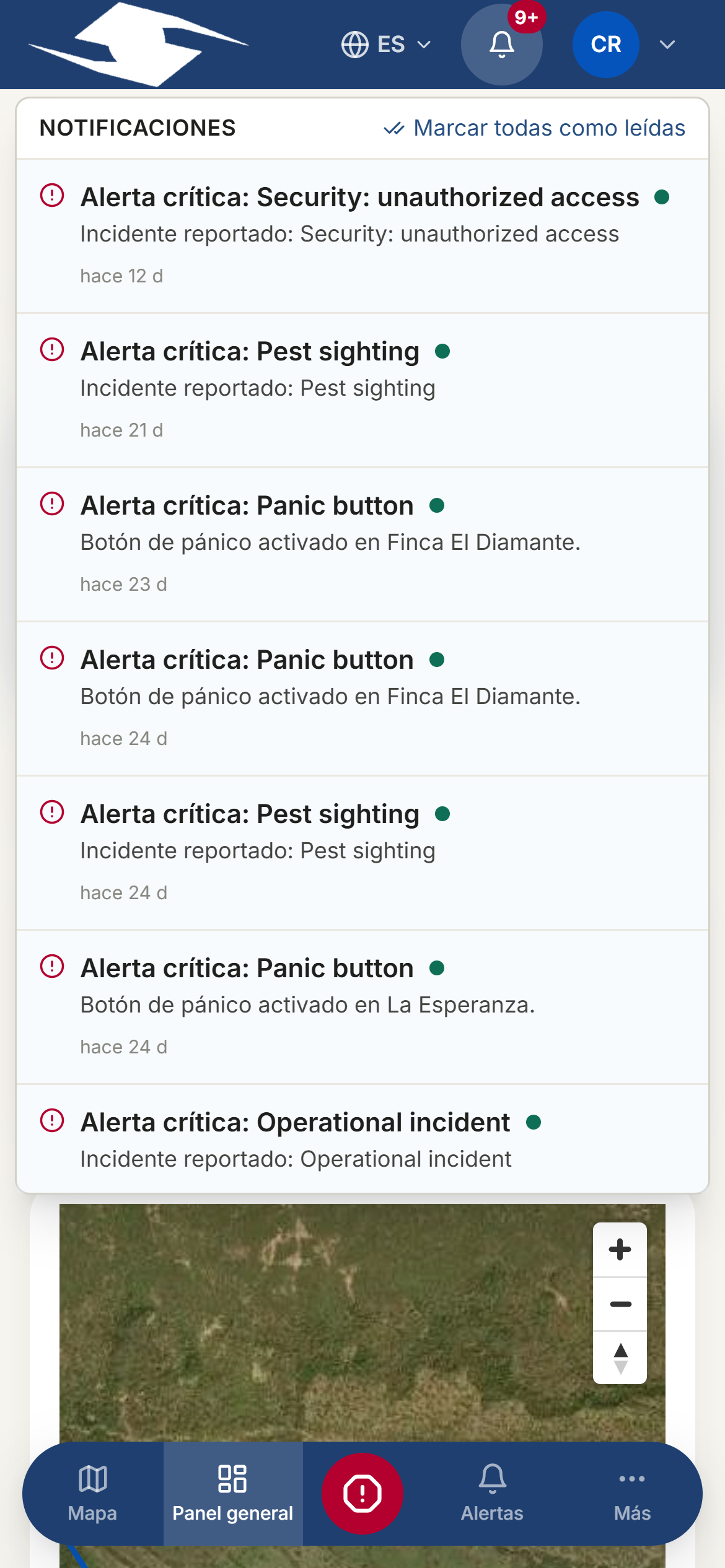 The notifications panel